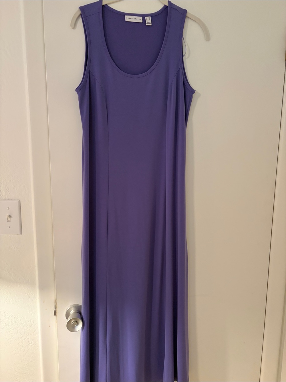 Susan Graver Lavender Sleeveless Scoop Neck Maxi Dress